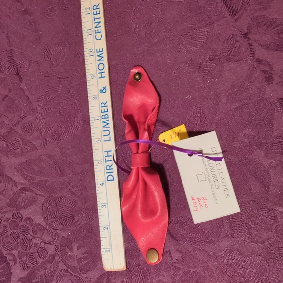 NEW! Handmade Genuine Leather Bow Bracelet #014 Red Antique Gold - Picture 7 of 12